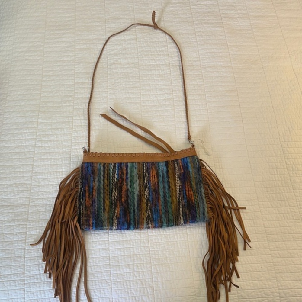 Leather Tassel Western Cowgirl Bohemian Fringe Shoulder Bag / Clutch
